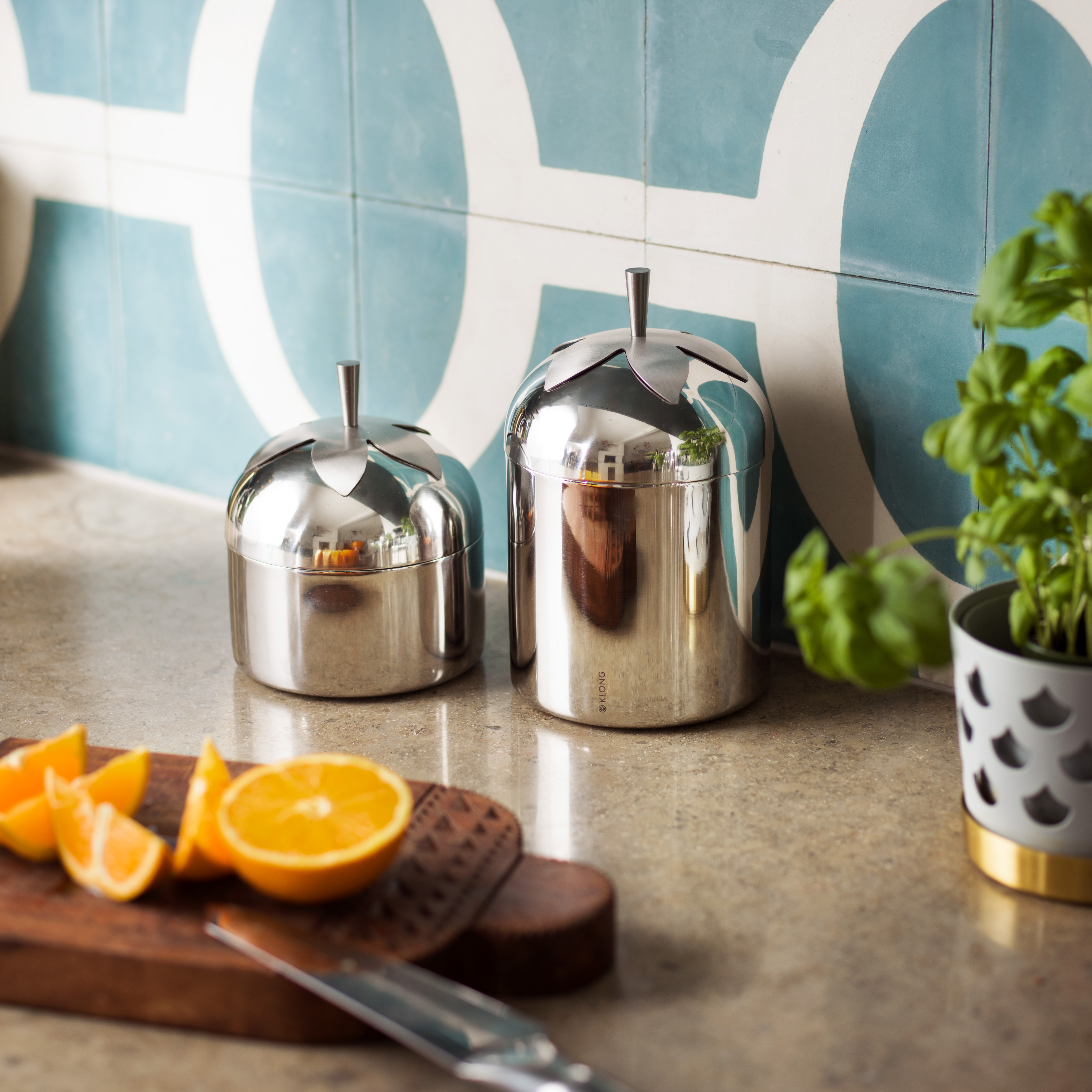 Blad Tea and Coffee Jars Steel