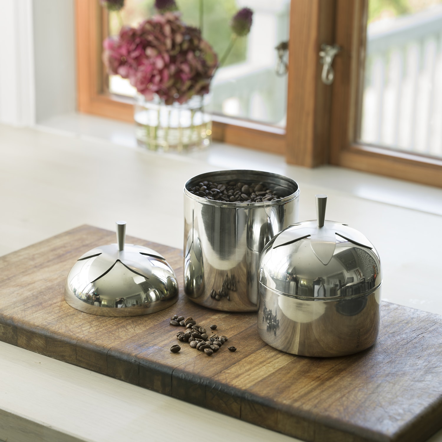 Blad Tea and Coffee Jars Steel