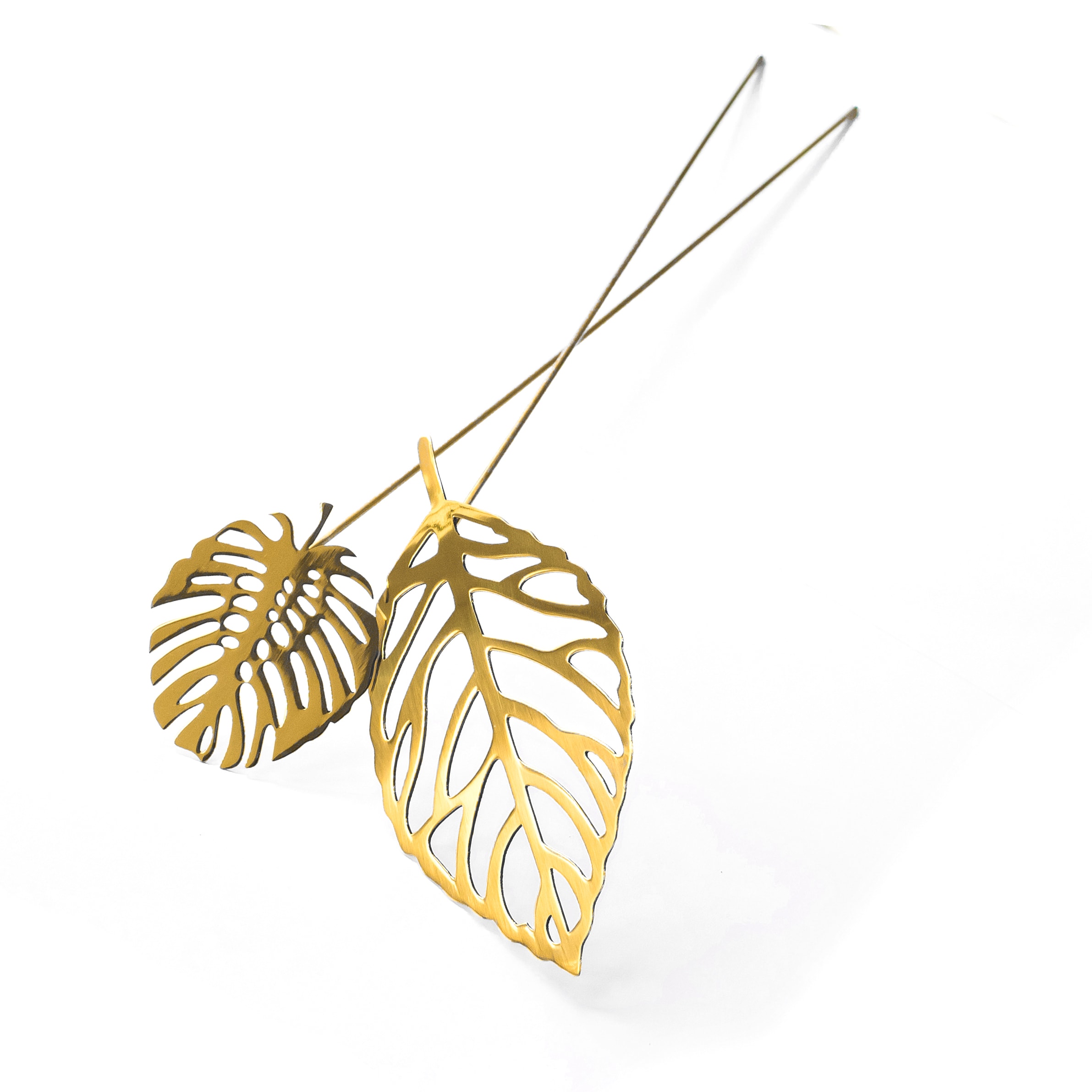 Brass Leaves Wood 2 pcs