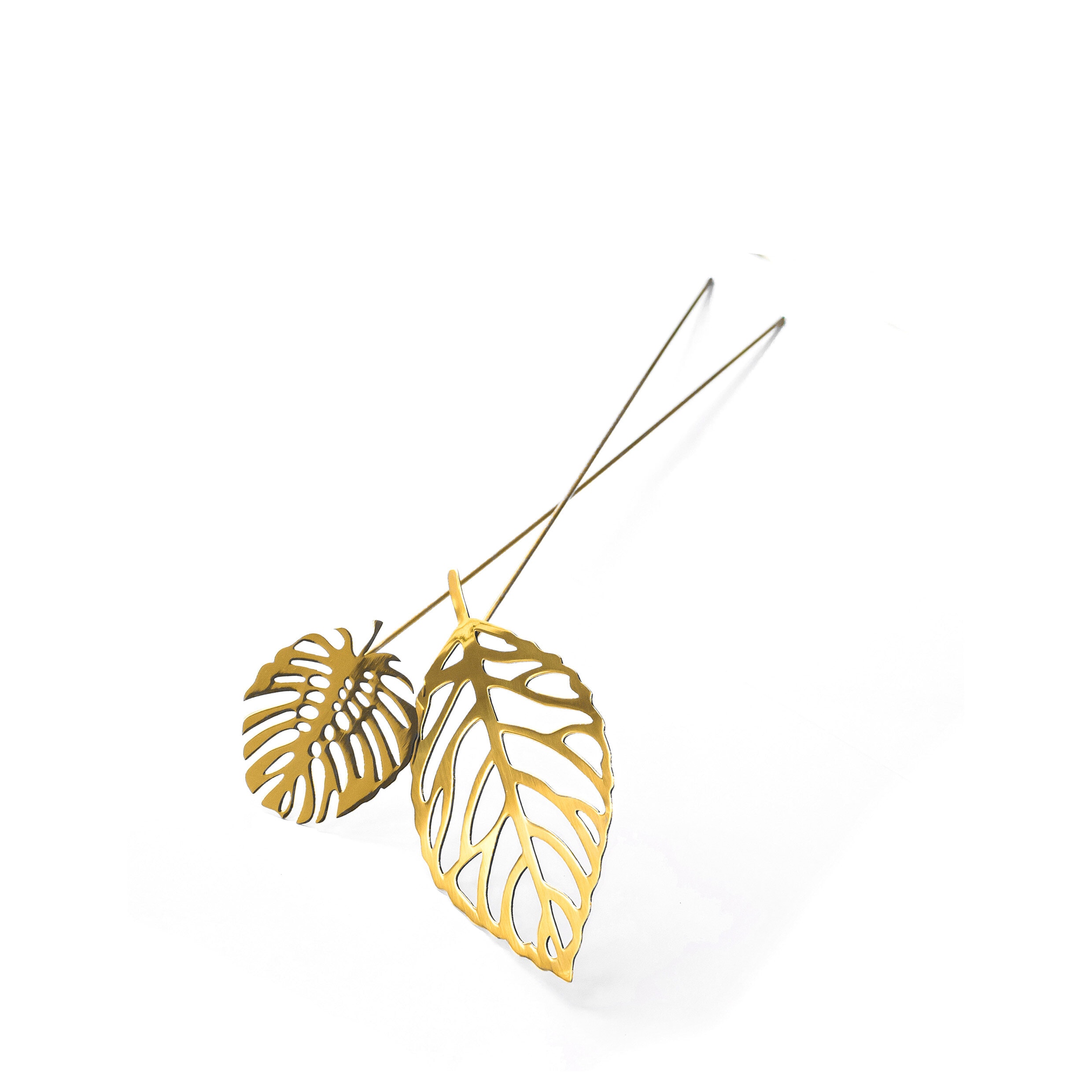 Brass Leaves Wood 2 pcs